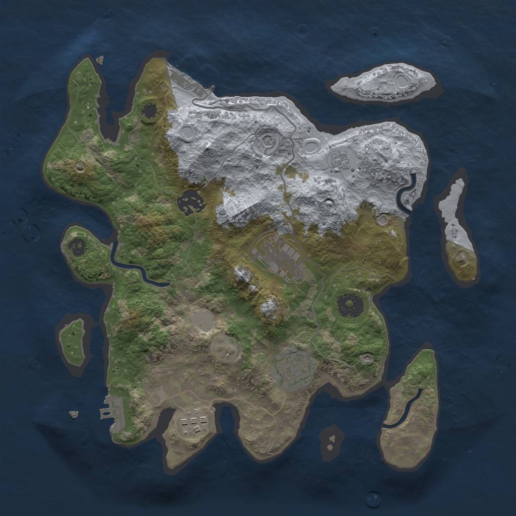 Rust Map: Procedural Map, Size: 3000, Seed: 7102983, 13 Monuments