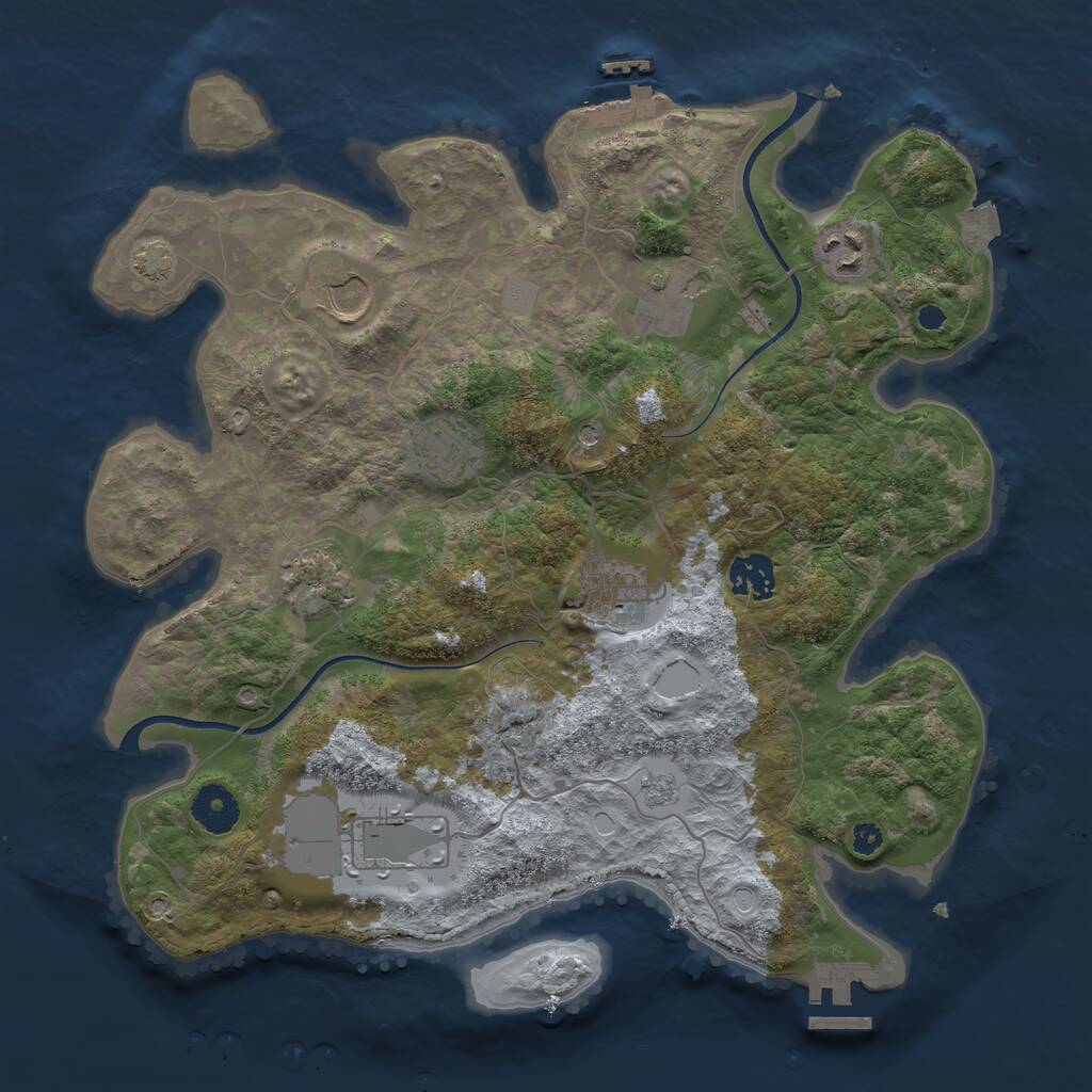 Rust Map: Procedural Map, Size: 3500, Seed: 53274972, 14 Monuments