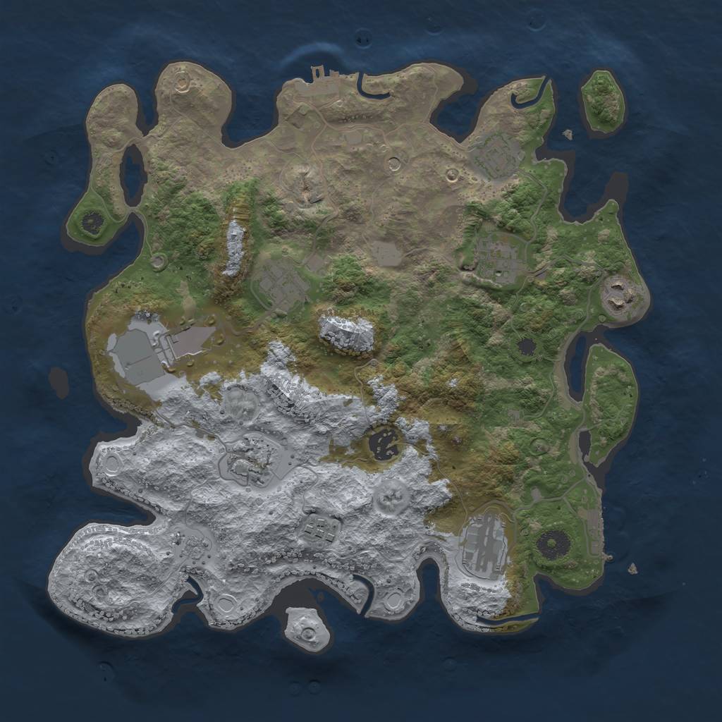 Rust Map: Procedural Map, Size: 3500, Seed: 58419854, 18 Monuments