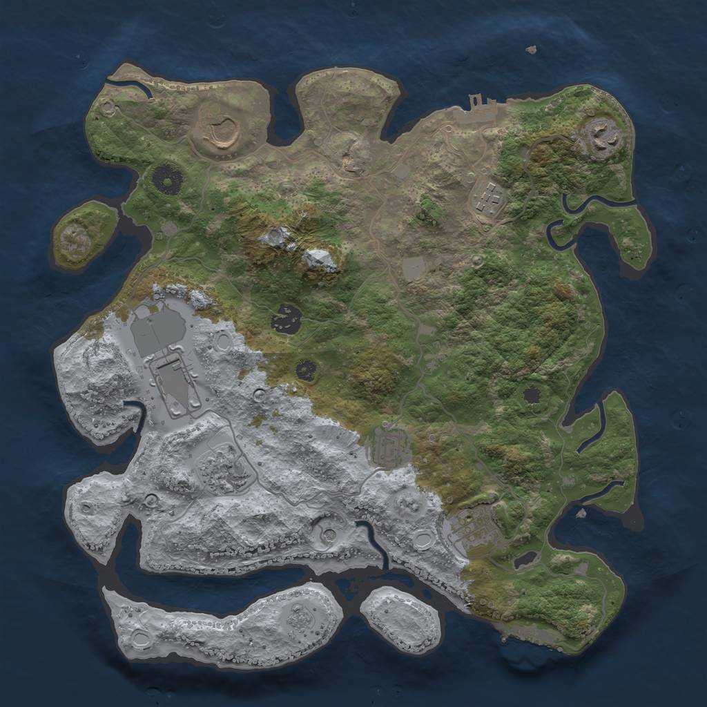 Rust Map: Procedural Map, Size: 3500, Seed: 29284147, 17 Monuments