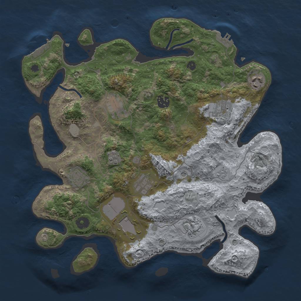 Rust Map: Procedural Map, Size: 3500, Seed: 1878903, 18 Monuments