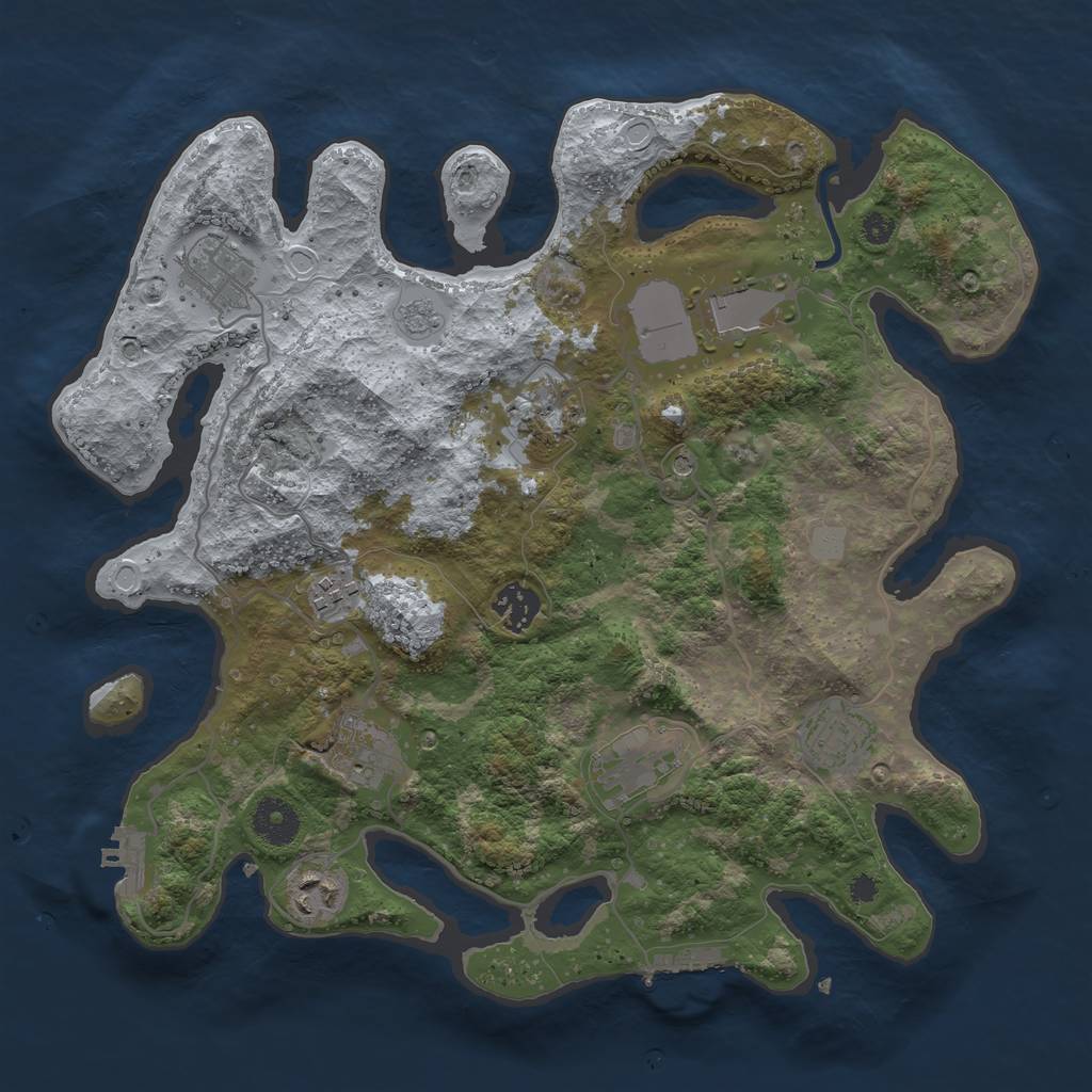 Rust Map: Procedural Map, Size: 3500, Seed: 79195656, 18 Monuments