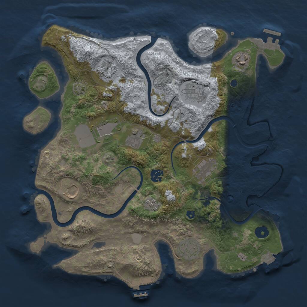 Rust Map: Procedural Map, Size: 3500, Seed: 58172181, 15 Monuments