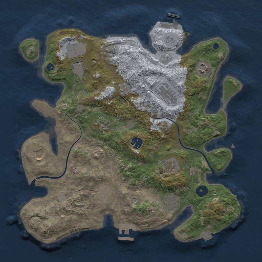 Rust Map: Procedural Map, Size: 3500, Seed: 88725816, 16 Monuments