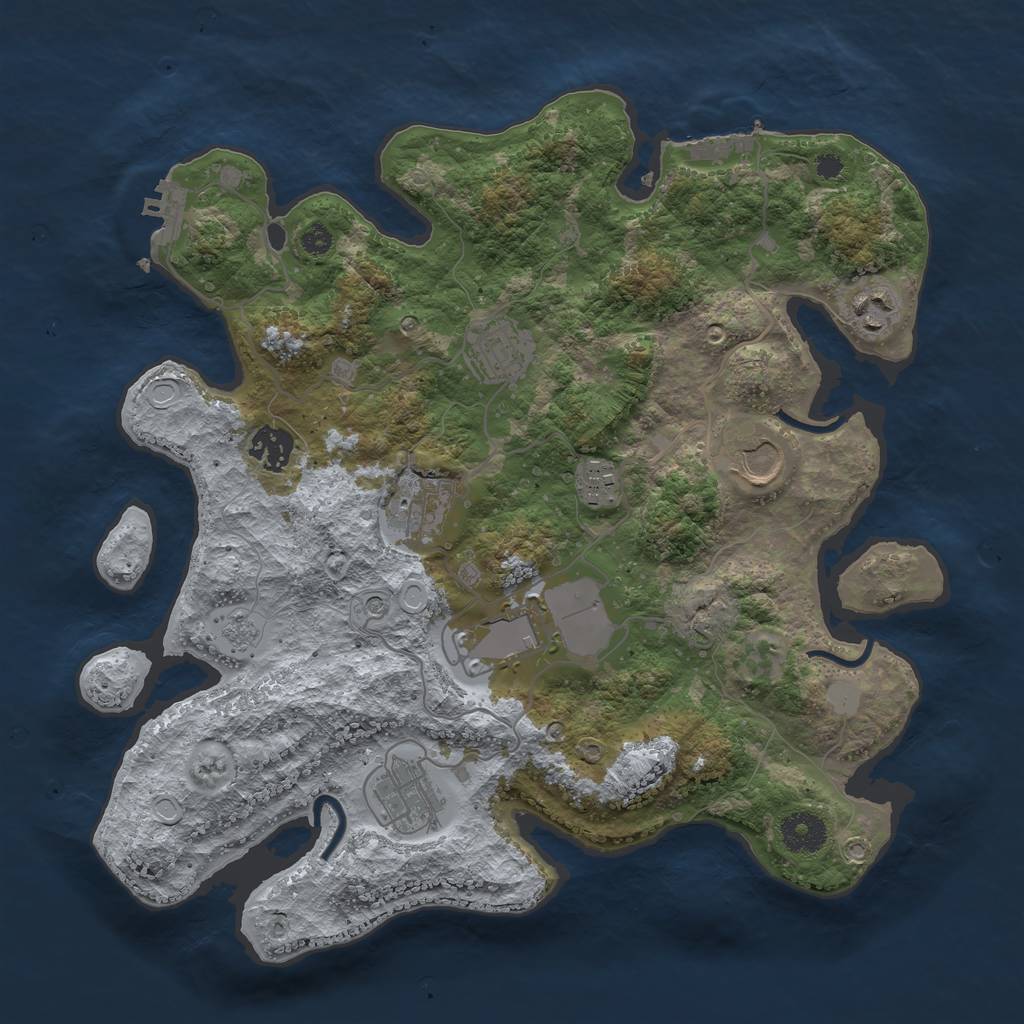 Rust Map: Procedural Map, Size: 3500, Seed: 37396649, 17 Monuments