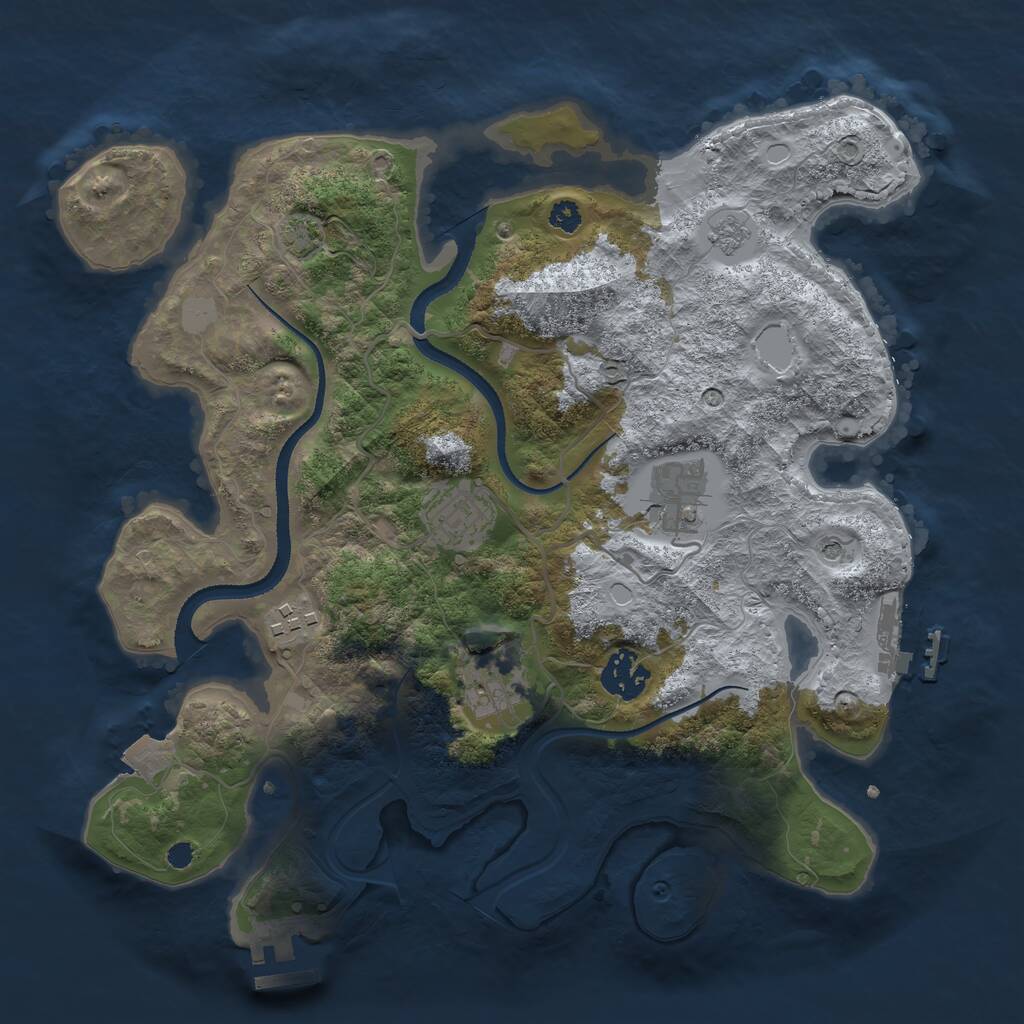 Rust Map: Procedural Map, Size: 3250, Seed: 1888055641, 11 Monuments