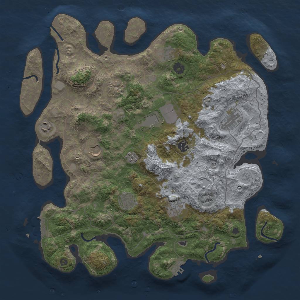 Rust Map: Procedural Map, Size: 4000, Seed: 107723559, 17 Monuments