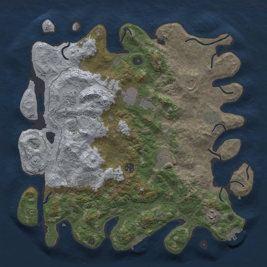 Rust Map: Procedural Map, Size: 4050, Seed: 380060178, 18 Monuments