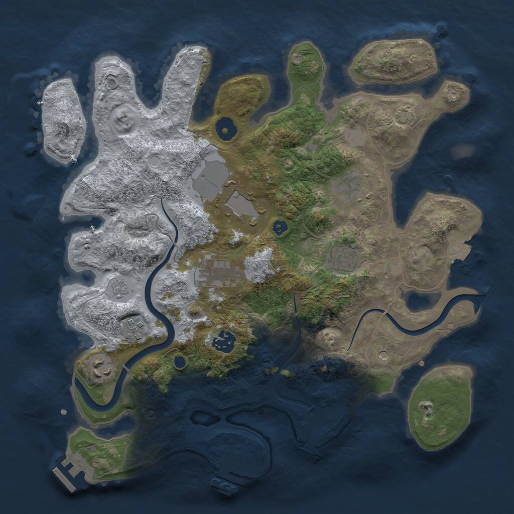 Rust Map: Procedural Map, Size: 3500, Seed: 54736724, 13 Monuments