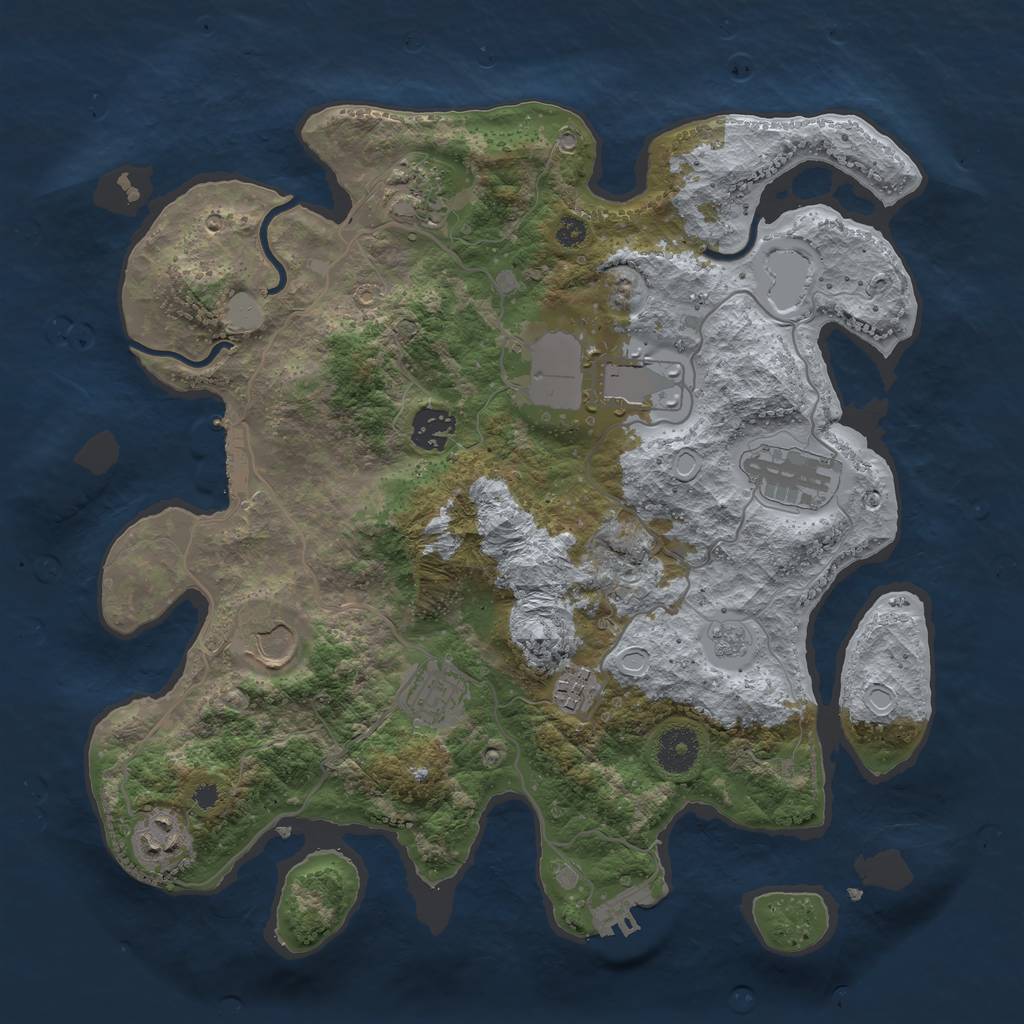 Rust Map: Procedural Map, Size: 3500, Seed: 41279, 16 Monuments