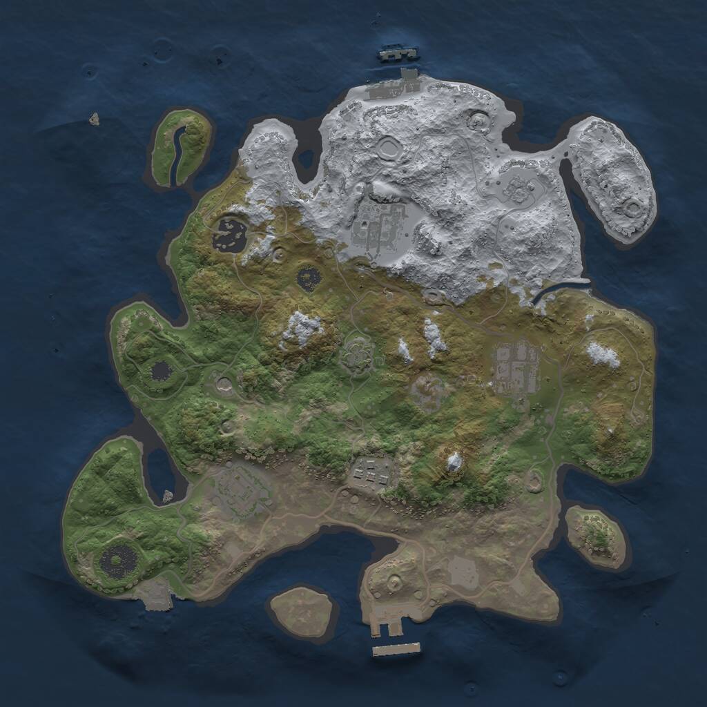 Rust Map: Procedural Map, Size: 3000, Seed: 20474, 11 Monuments