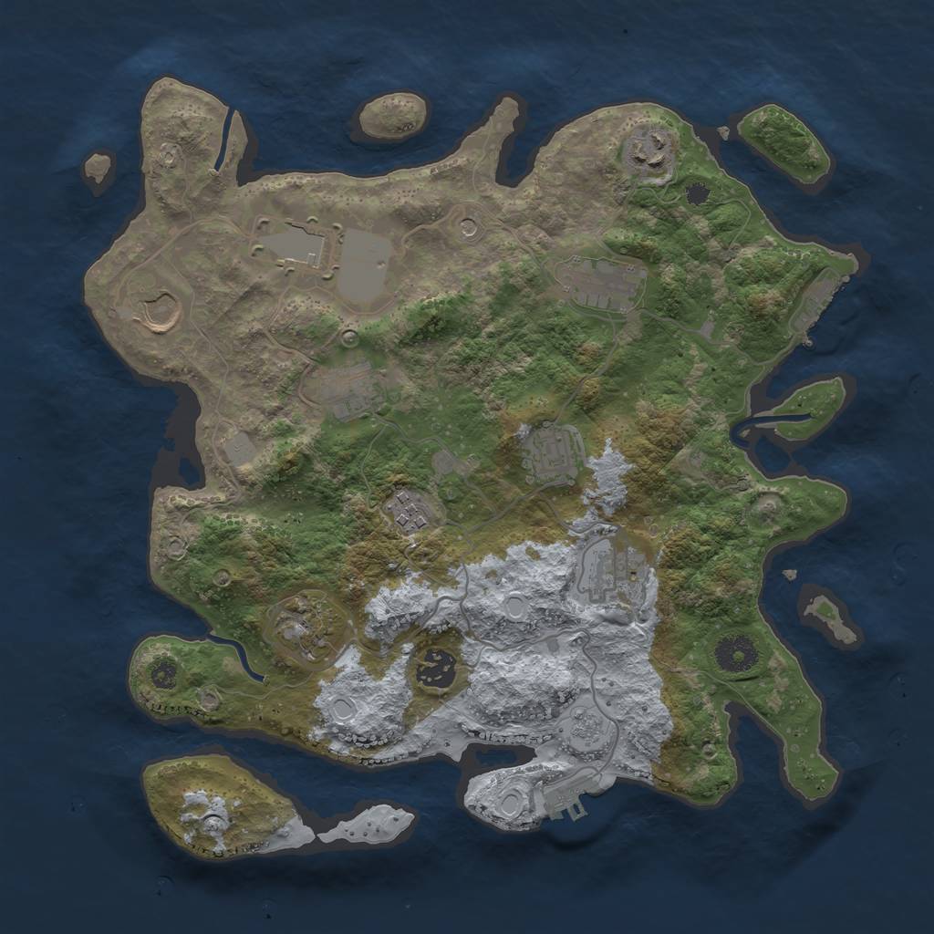 Rust Map: Procedural Map, Size: 3500, Seed: 83580934, 19 Monuments