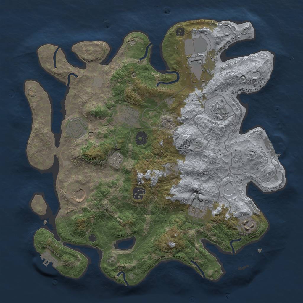 Rust Map: Procedural Map, Size: 3500, Seed: 469168, 18 Monuments
