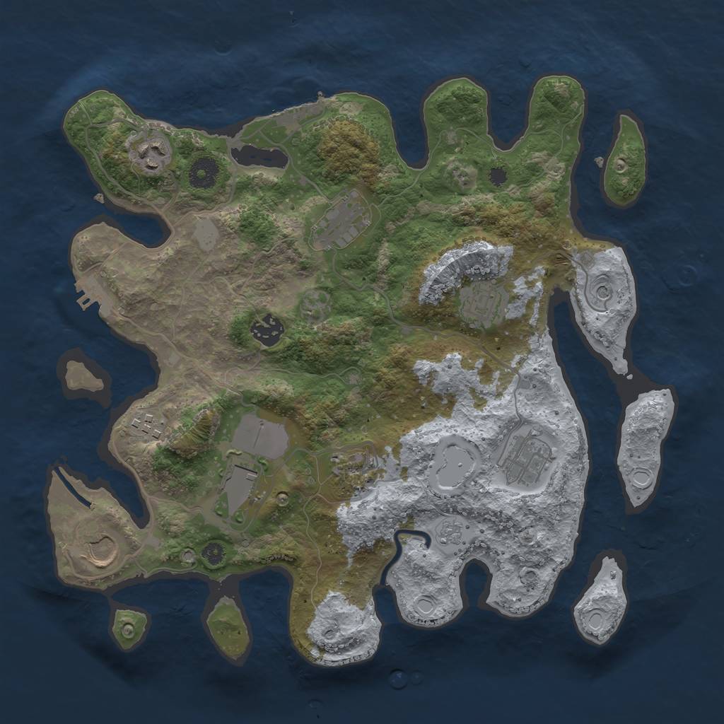 Rust Map: Procedural Map, Size: 3500, Seed: 64257518, 18 Monuments