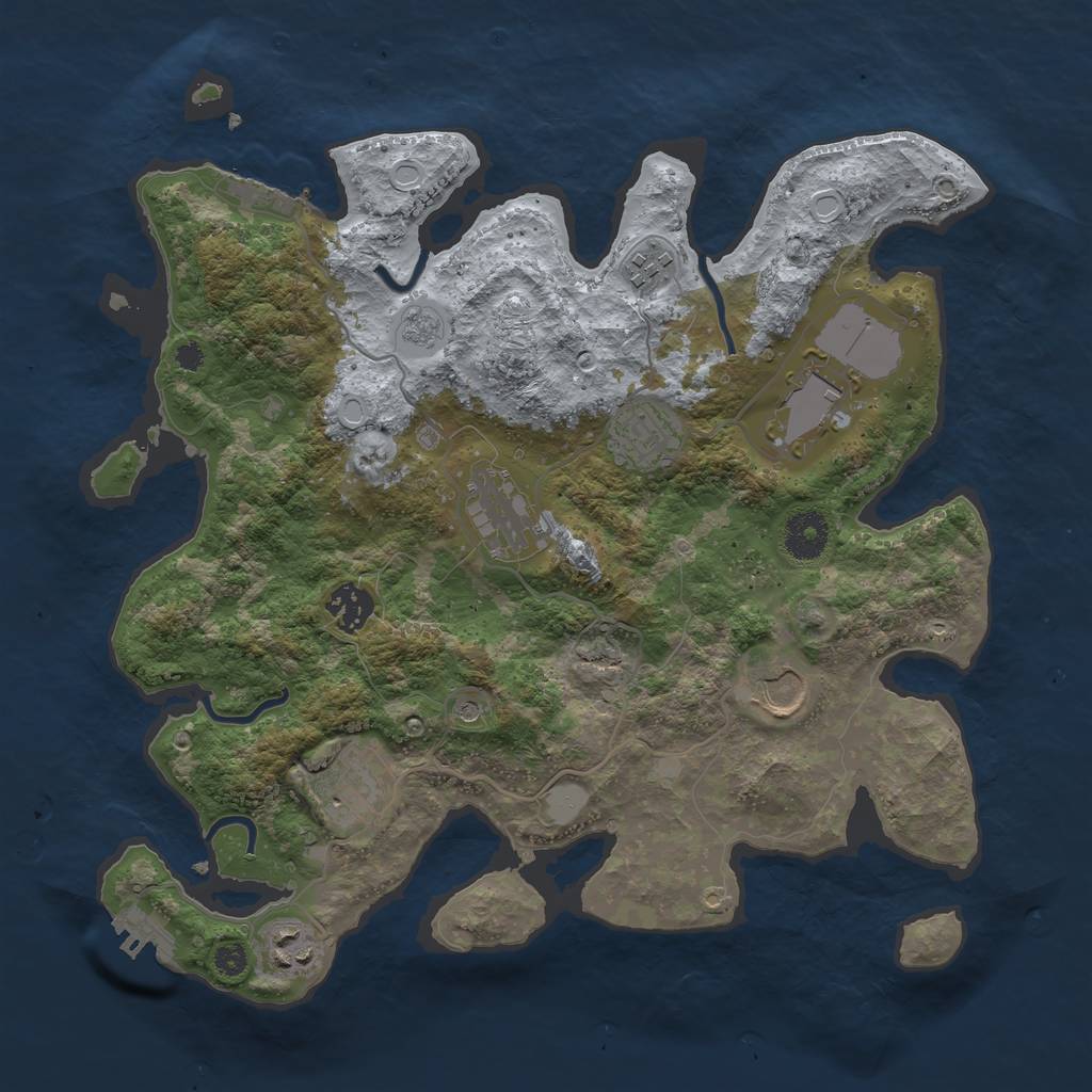 Rust Map: Procedural Map, Size: 3500, Seed: 104013094, 17 Monuments