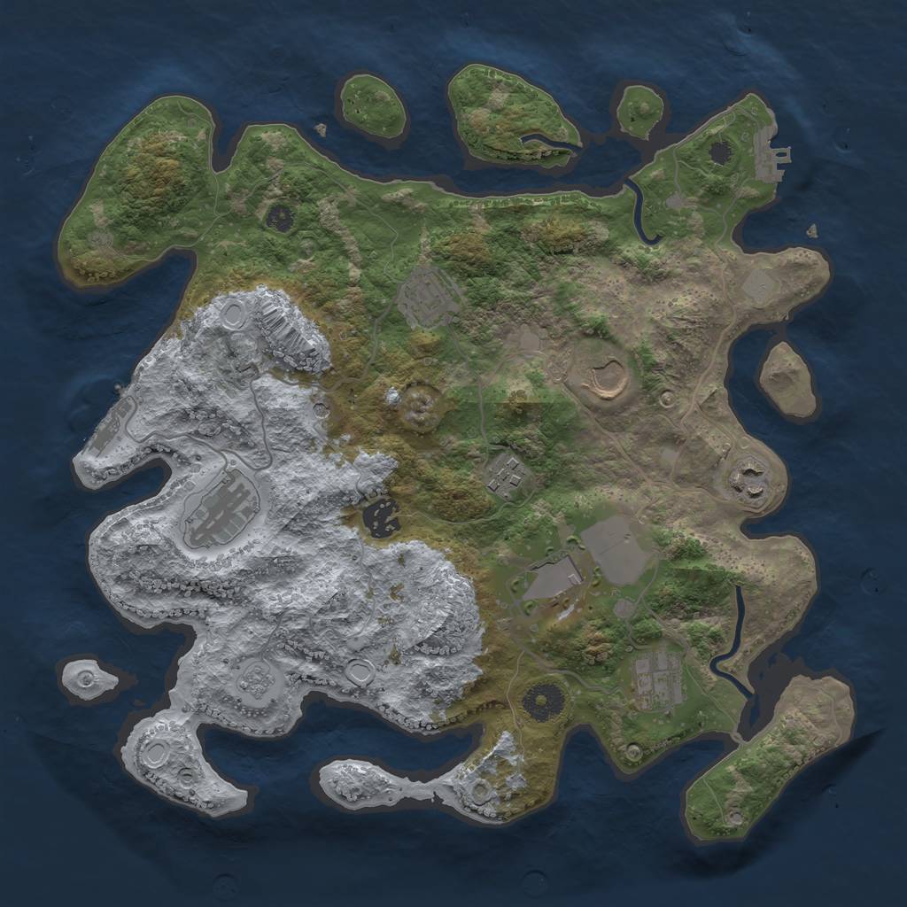 Rust Map: Procedural Map, Size: 3500, Seed: 6829898, 17 Monuments