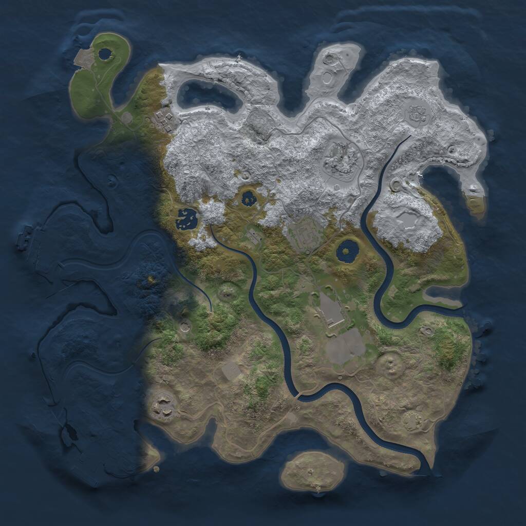 Rust Map: Procedural Map, Size: 3500, Seed: 45157490, 12 Monuments