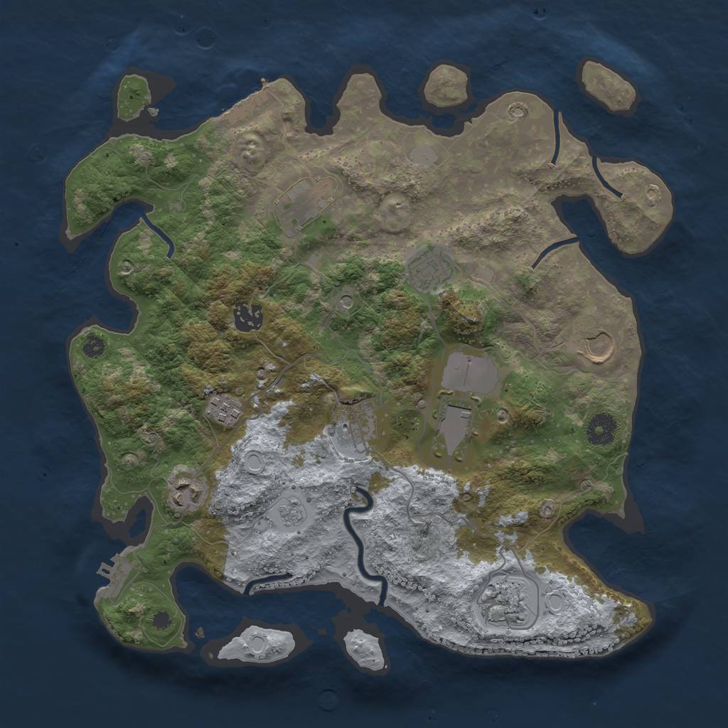 Rust Map: Procedural Map, Size: 3500, Seed: 15141267, 18 Monuments