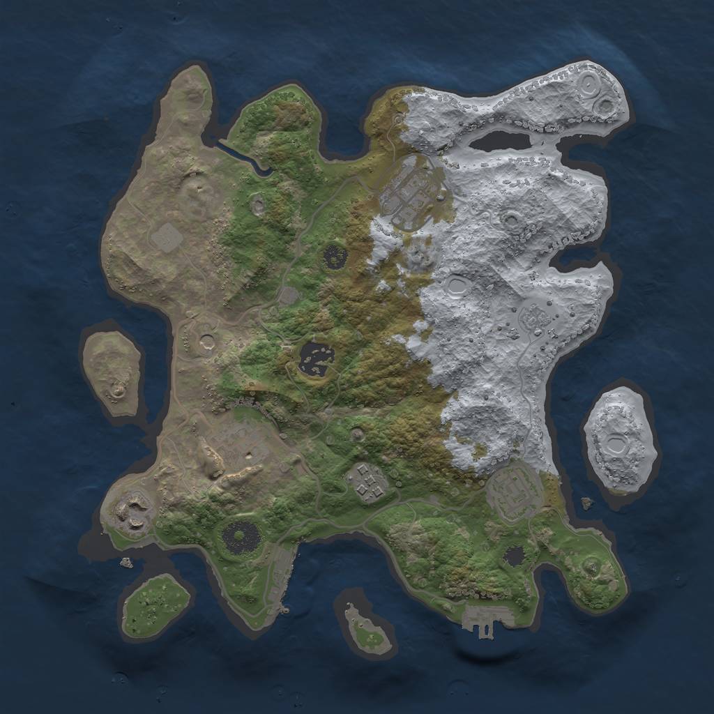 Rust Map: Procedural Map, Size: 3000, Seed: 49813, 15 Monuments