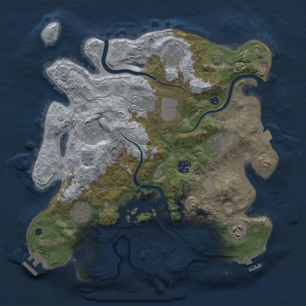 Rust Map: Procedural Map, Size: 3500, Seed: 429060436, 15 Monuments