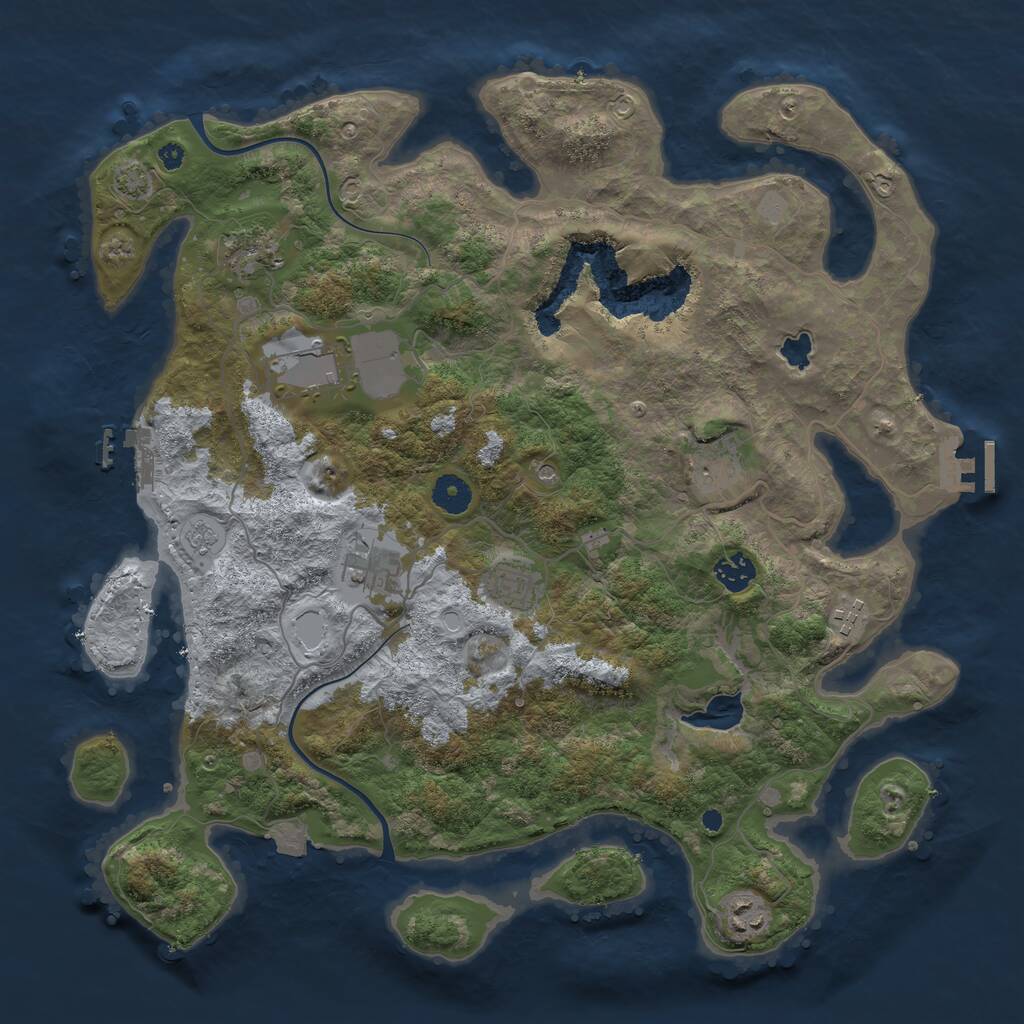 Rust Map: Procedural Map, Size: 4000, Seed: 1034737721, 14 Monuments