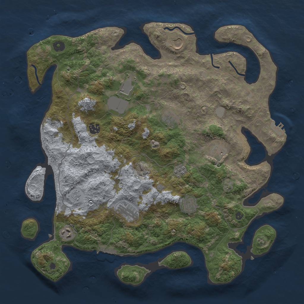 Rust Map: Procedural Map, Size: 4000, Seed: 1034737721, 18 Monuments