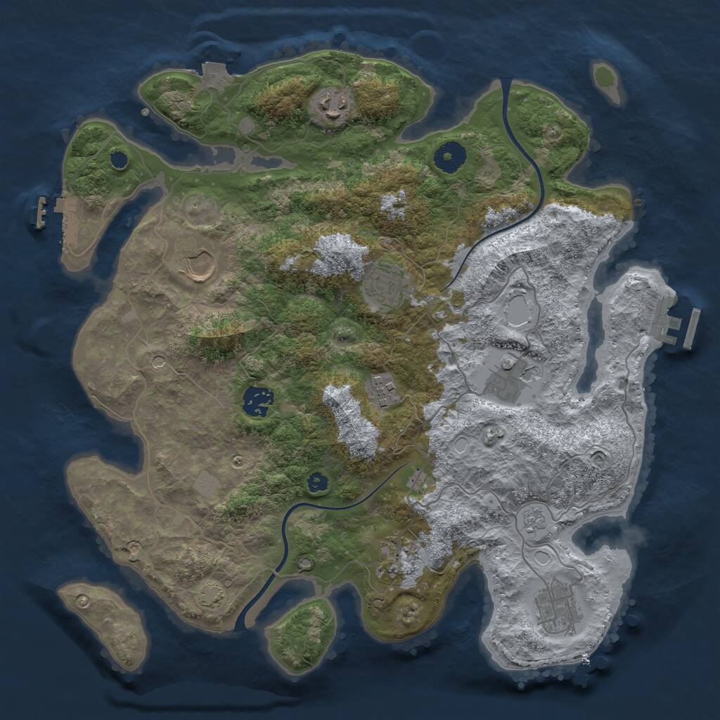 Rust Map: Procedural Map, Size: 3500, Seed: 84100788, 14 Monuments
