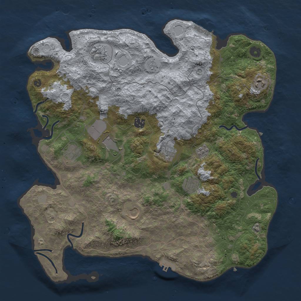 Rust Map: Procedural Map, Size: 4000, Seed: 385123890, 18 Monuments