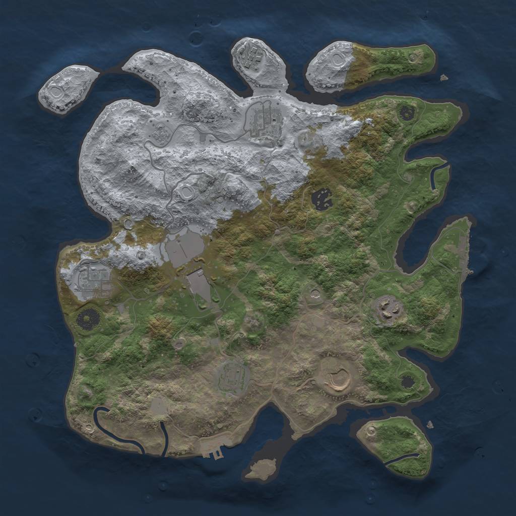 Rust Map: Procedural Map, Size: 3500, Seed: 73159124, 17 Monuments