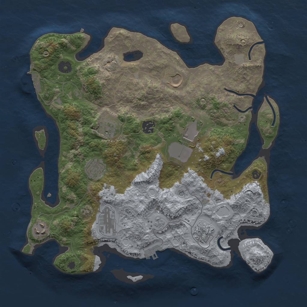 Rust Map: Procedural Map, Size: 3500, Seed: 6784305, 17 Monuments