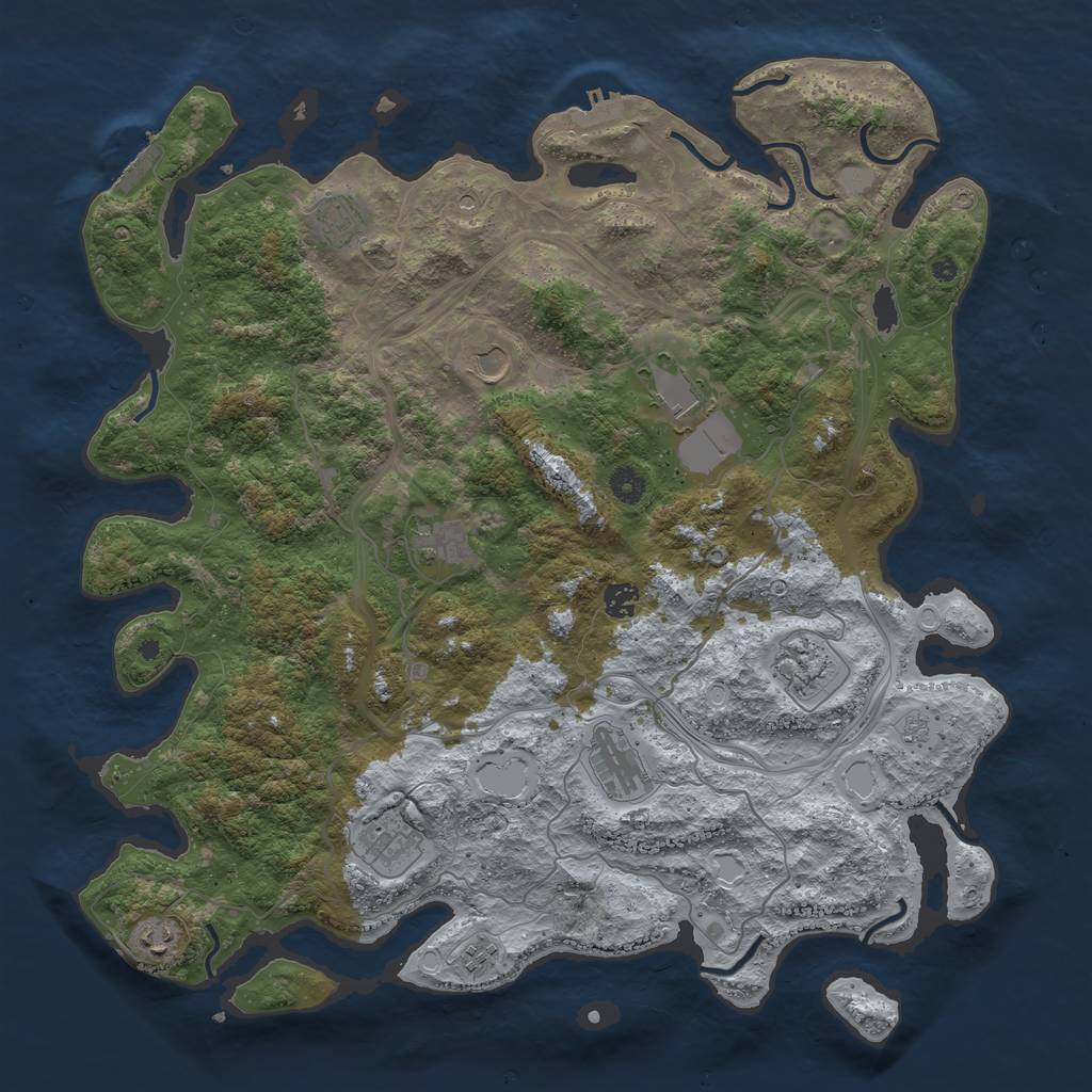 Rust Map: Procedural Map, Size: 4500, Seed: 1281, 19 Monuments