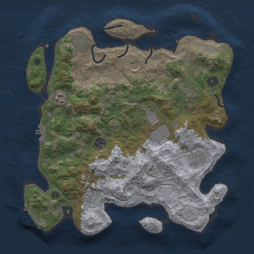 Rust Map: Procedural Map, Size: 3500, Seed: 1503780440, 17 Monuments