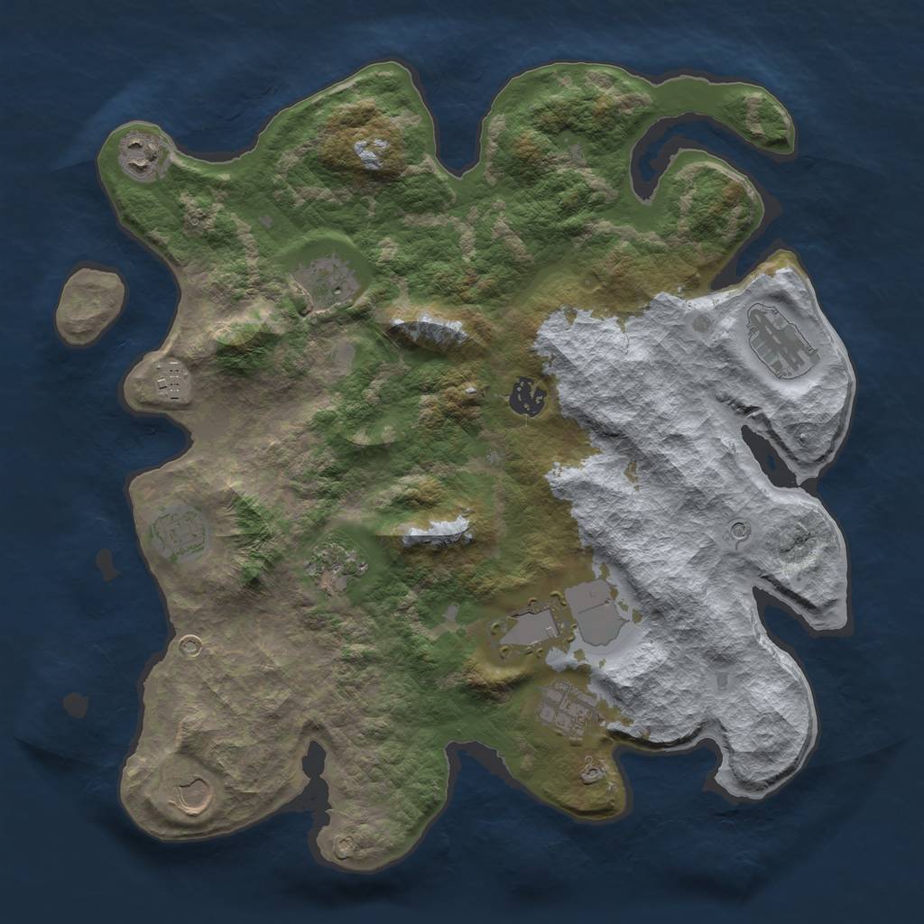 Rust Map: Barren, Size: 3750, Seed: 9051945, 13 Monuments
