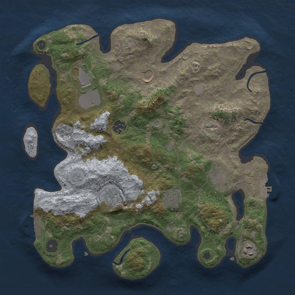 Rust Map: Procedural Map, Size: 3500, Seed: 1059676851, 17 Monuments