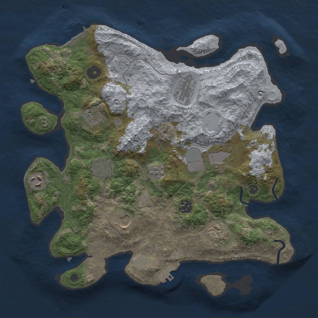 Rust Map: Procedural Map, Size: 3500, Seed: 5435392, 17 Monuments