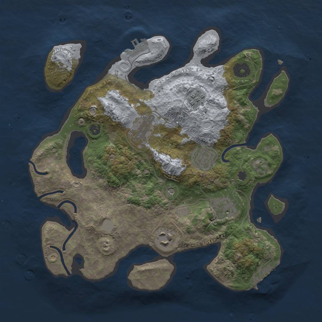 Rust Map: Procedural Map, Size: 3000, Seed: 5849054, 13 Monuments