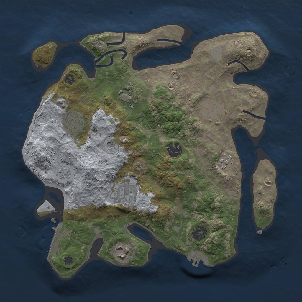 Rust Map: Procedural Map, Size: 3000, Seed: 1122961061, 14 Monuments