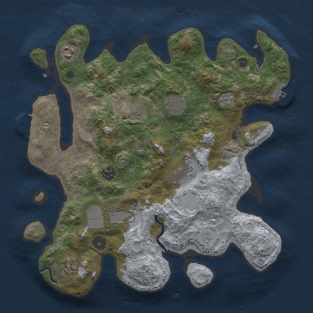 Rust Map: Procedural Map, Size: 3500, Seed: 1125250, 17 Monuments