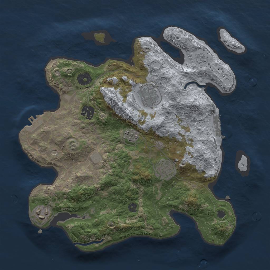 Rust Map: Procedural Map, Size: 3000, Seed: 852207346, 14 Monuments
