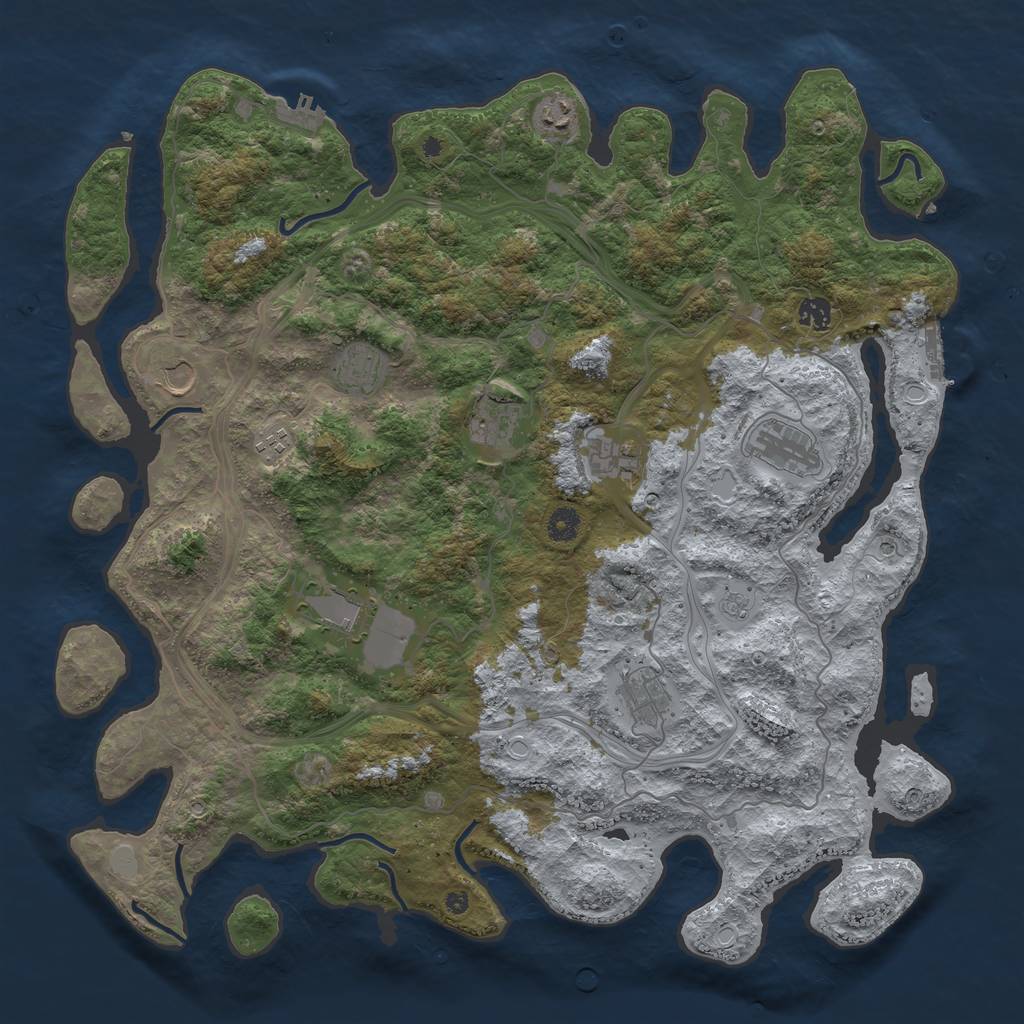 Rust Map: Procedural Map, Size: 4500, Seed: 1181759716, 19 Monuments