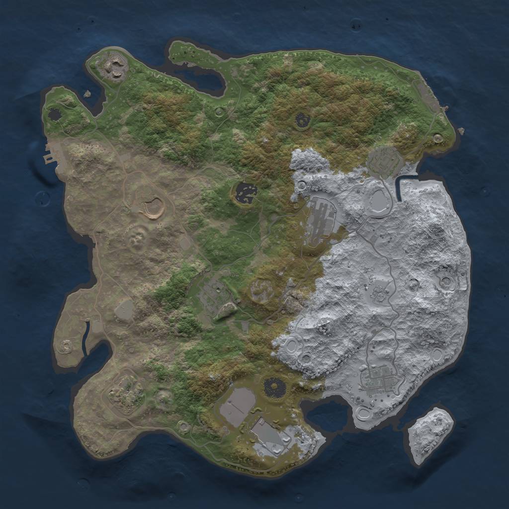 Rust Map: Procedural Map, Size: 3500, Seed: 657947713, 18 Monuments