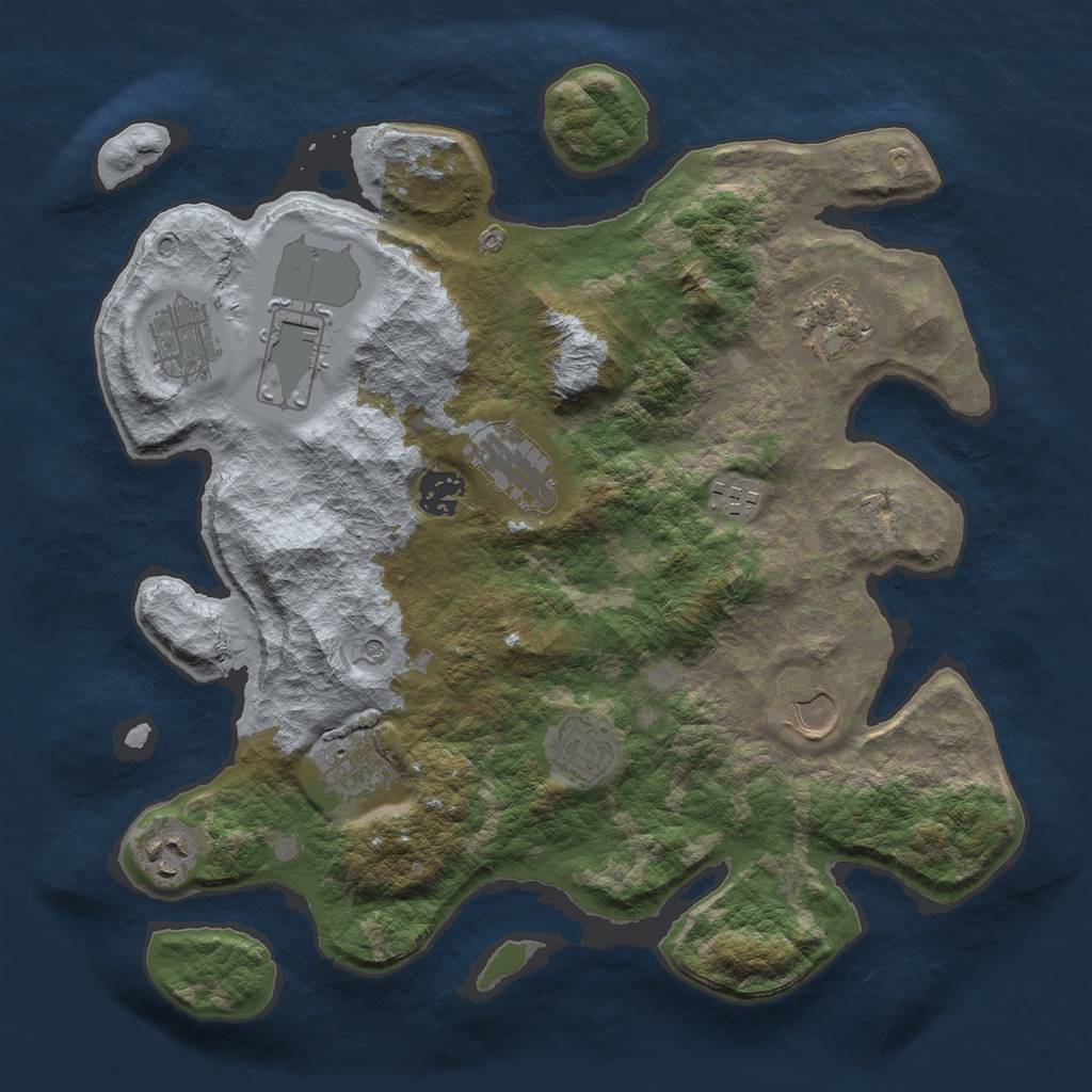 Rust Map: Barren, Size: 3500, Seed: 1569187023, 13 Monuments