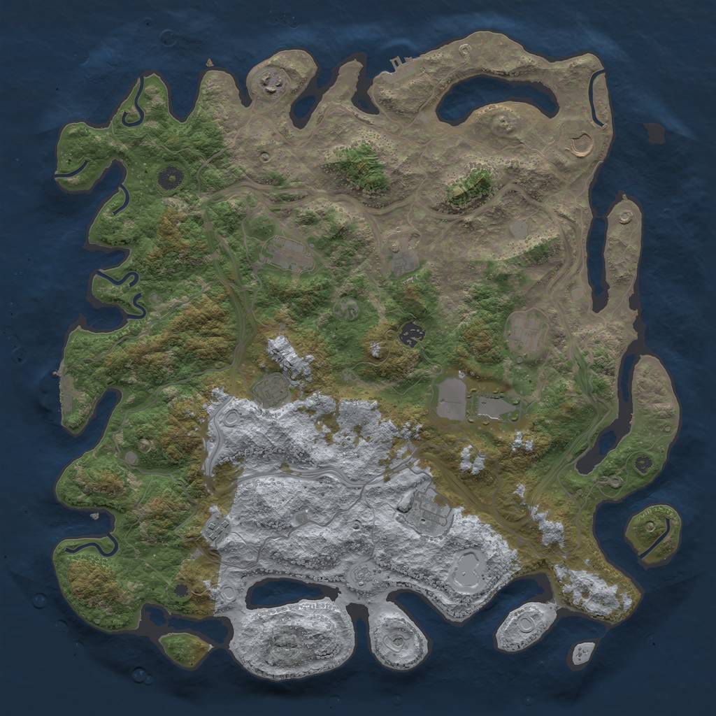 Rust Map: Procedural Map, Size: 4500, Seed: 684478610, 19 Monuments