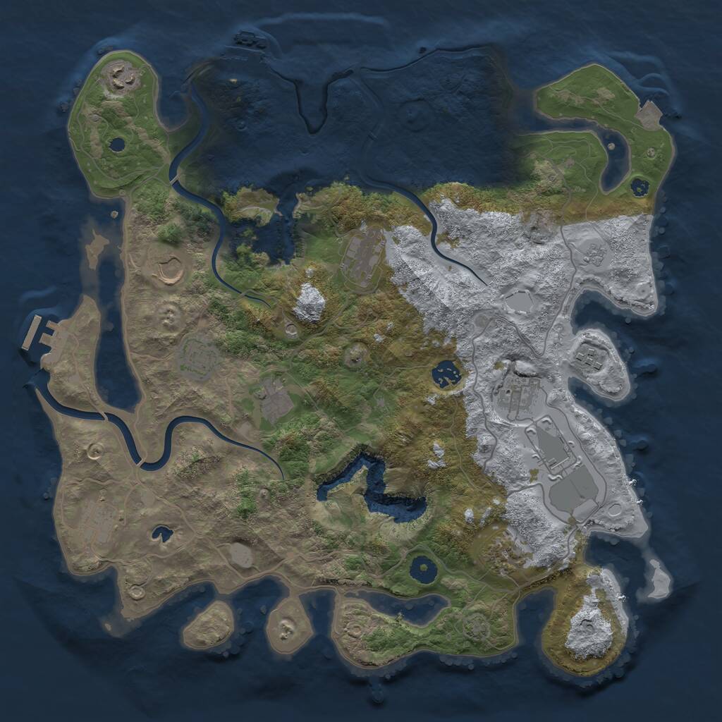 Rust Map: Procedural Map, Size: 4000, Seed: 463318016, 17 Monuments