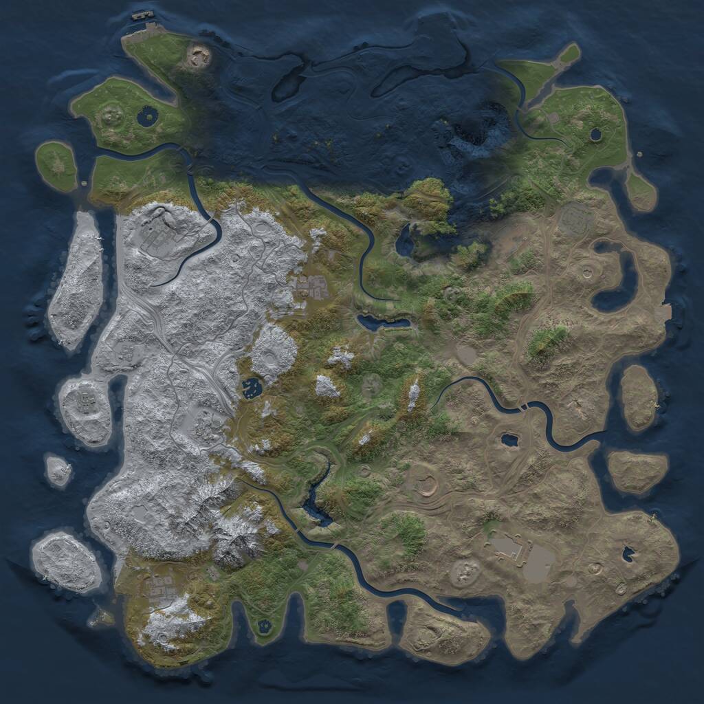Rust Map: Procedural Map, Size: 5120, Seed: 12345, 17 Monuments