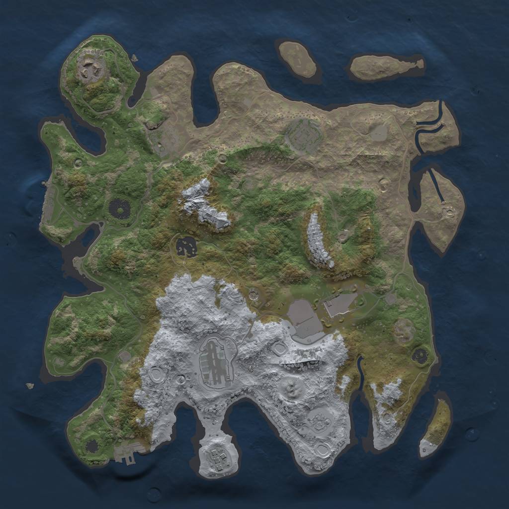 Rust Map: Procedural Map, Size: 3500, Seed: 53146082, 16 Monuments