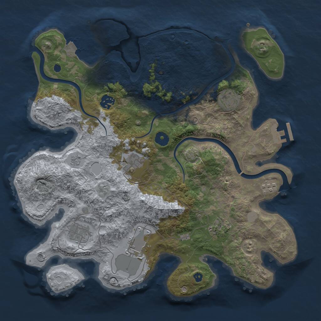 Rust Map: Procedural Map, Size: 3500, Seed: 91525691, 12 Monuments