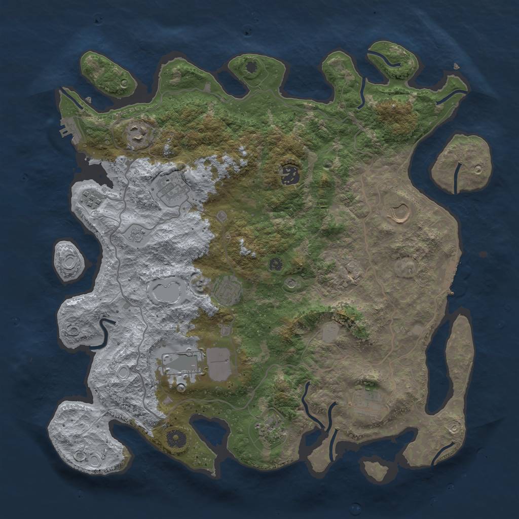 Rust Map: Procedural Map, Size: 4000, Seed: 853960457, 18 Monuments