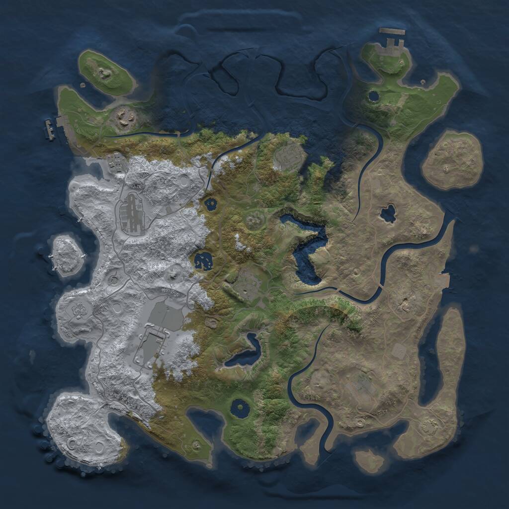Rust Map: Procedural Map, Size: 4000, Seed: 853960457, 14 Monuments