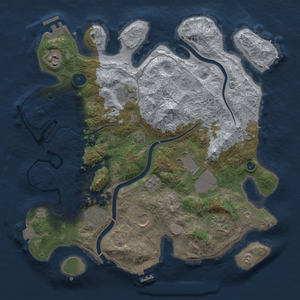Rust Map: Procedural Map, Size: 3500, Seed: 77099495, 13 Monuments